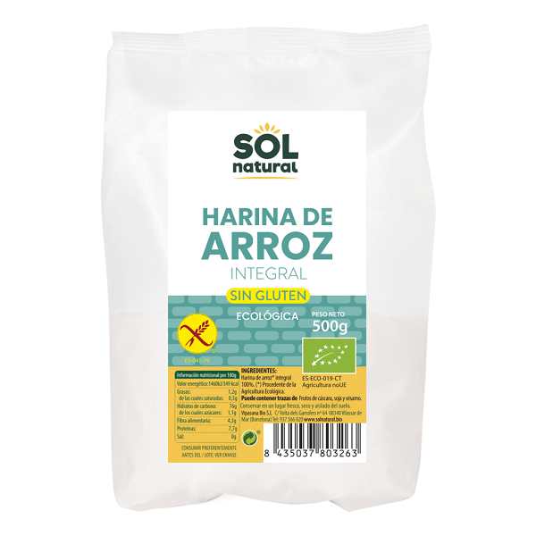 harina arroz bio sin gluten sol natural