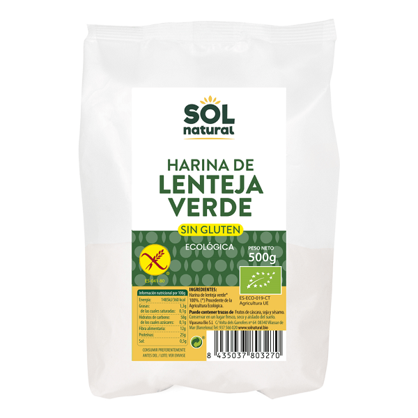 harina lenteja verde sin gluten bio sol natural